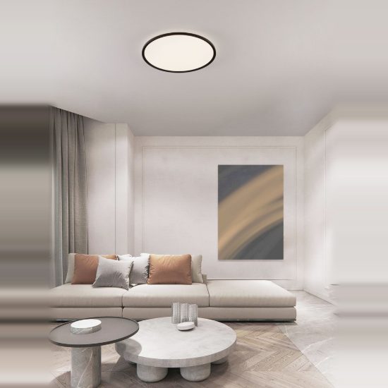 Plafoniera moderna rotonda nera led 55w cct 2700k 3000k 60cm dimmerabile