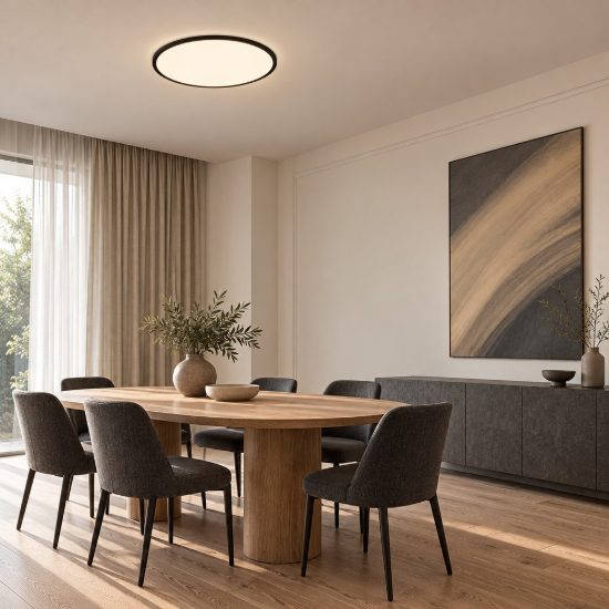 Plafoniera moderna rotonda nera led 55w cct 2700k 3000k 60cm dimmerabile