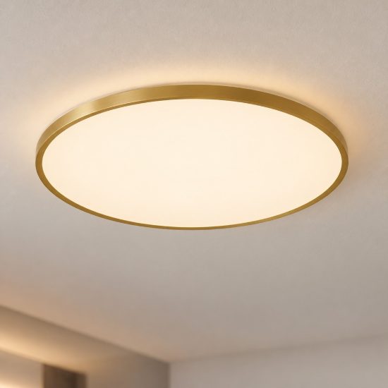 Plafoniera moderna rotonda oro led 55w cct 2700k 3000k 60cm dimmerabile