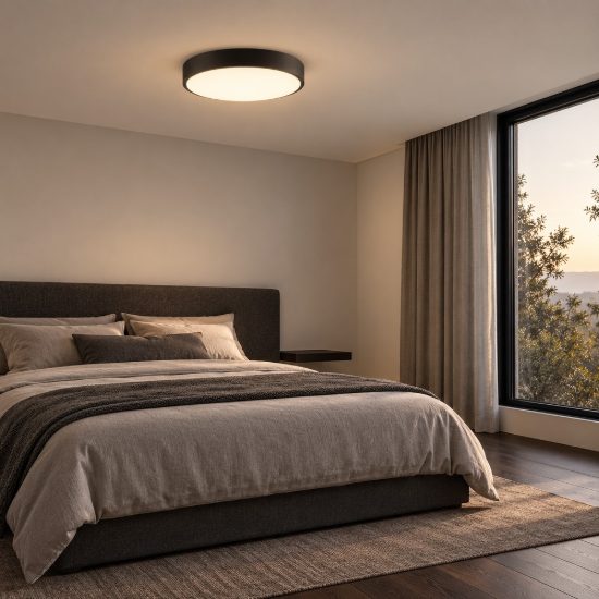 Plafoniera moderna rotonda nera led 24w 3000k 40cm