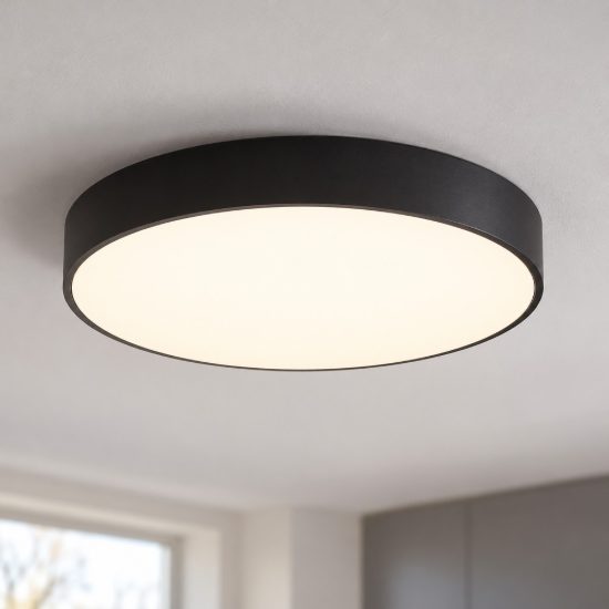 Plafoniera moderna rotonda nera led 30w 3000k 50cm