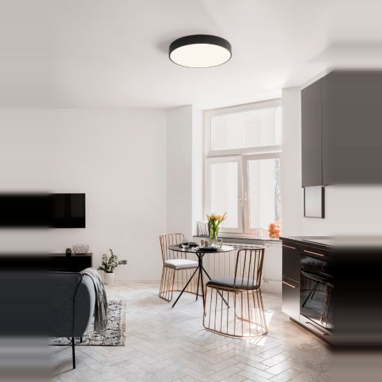Plafoniera moderna rotonda nera led 30w 3000k 50cm