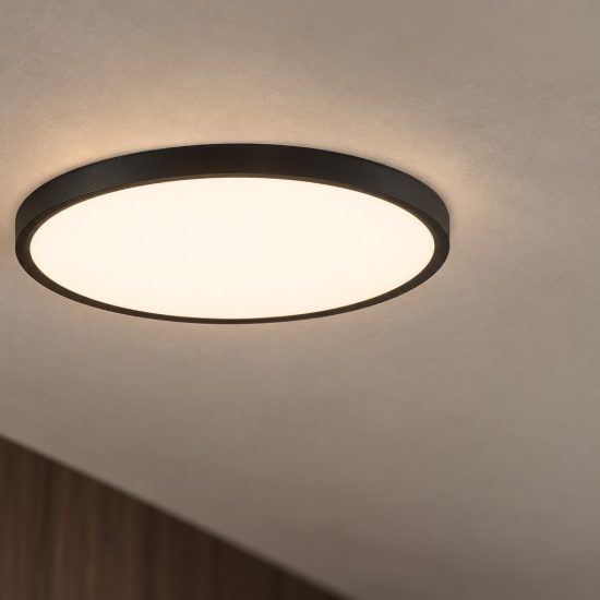Plafoniera moderna rotonda nera led 36w cct 3000k 6500k 40cm