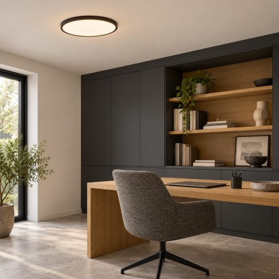 Plafoniera moderna rotonda nera led 36w cct 3000k 6500k 40cm