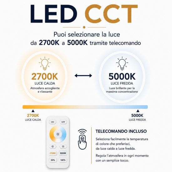 Plafoniera moderna rotonda oro led 49w cct 2700k 5000k 60cm dimmerabile con telecomando