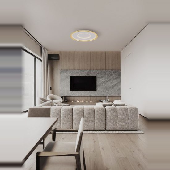 Plafoniera moderna rotonda oro led 49w cct 2700k 5000k 60cm dimmerabile con telecomando