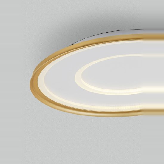 Plafoniera moderna rotonda oro led 49w cct 2700k 5000k 60cm dimmerabile con telecomando