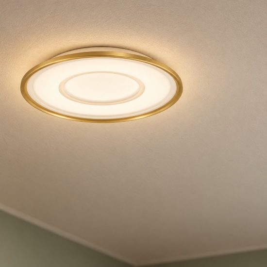 Plafoniera moderna rotonda oro led 40w cct 2700k 5000k 50cm dimmerabile con telecomando