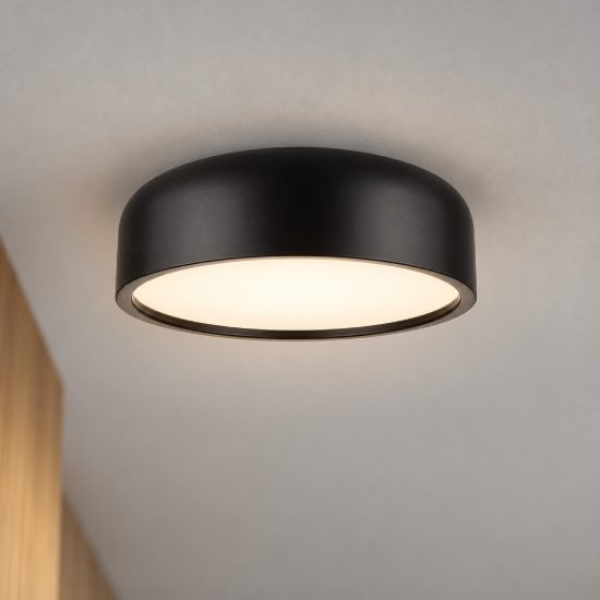 Plafoniera moderna cilindrica nera 35cm