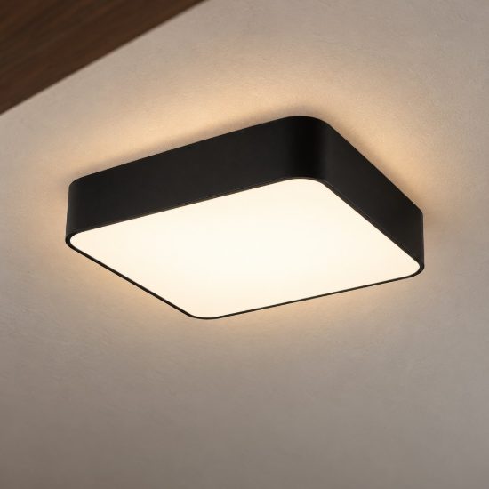 Plafoniera moderna quadrata nera 36cm
