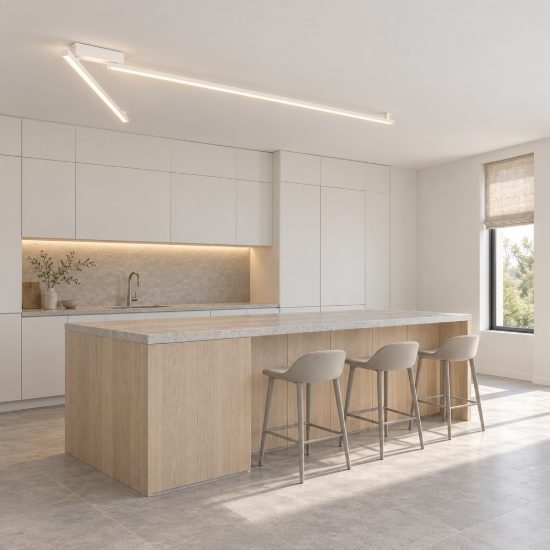 Plafoniera led 39w 3000k 309cm dimmerabile moderna lineare bianca