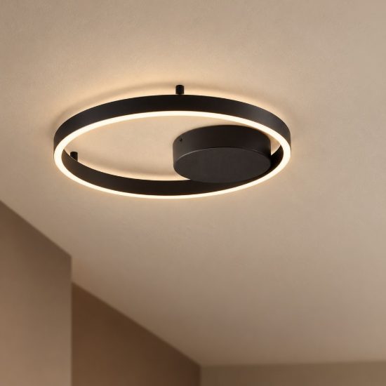 Plafoniera moderna tonda nera led 40w 3000k 40cm dimmerabile