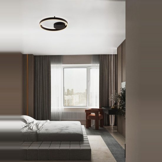 Plafoniera moderna tonda nera led 40w 3000k 40cm dimmerabile