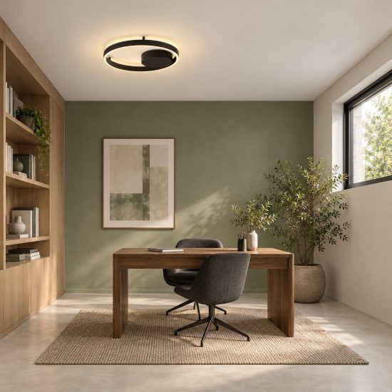 Plafoniera moderna tonda nera led 40w 3000k 40cm dimmerabile