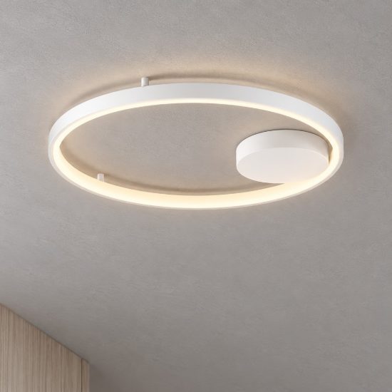 Plafoniera led 60w 3000k 60cm dimmerabile moderna tonda bianca