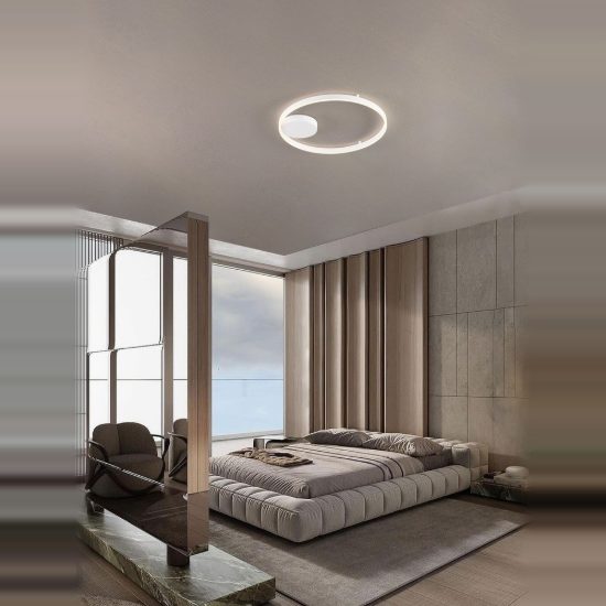 Plafoniera led 60w 3000k 60cm dimmerabile moderna tonda bianca