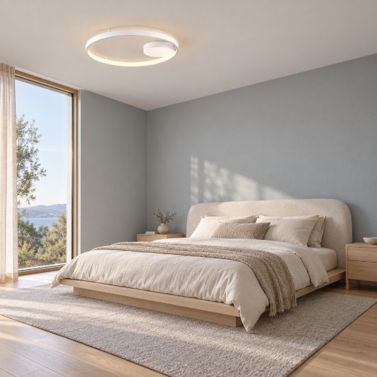 Plafoniera led 60w 3000k 60cm dimmerabile moderna tonda bianca
