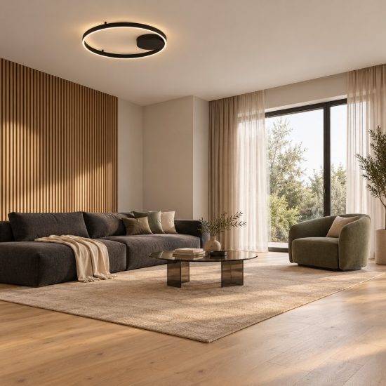 Plafoniera moderna tonda nera led 60w 3000k 60cm dimmerabile