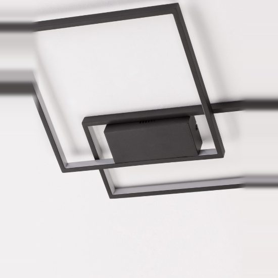 Plafoniera moderna quadrata nera led 30w 3000k dimmerabile 45cm