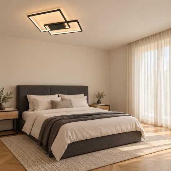 Plafoniera moderna quadrata nera led 30w 3000k dimmerabile 45cm
