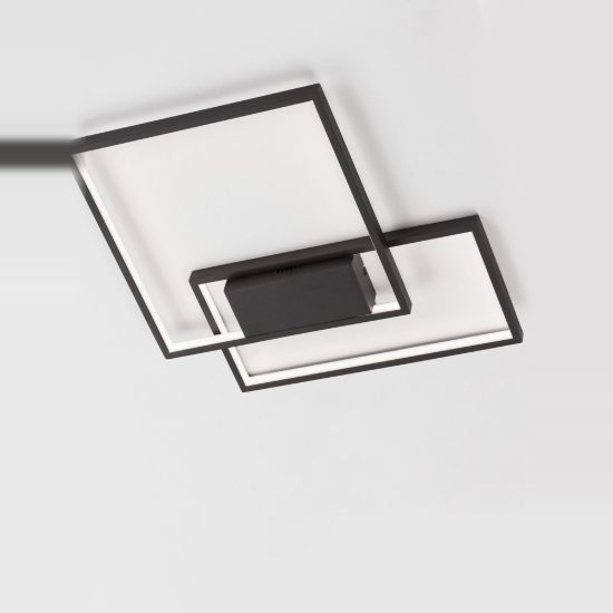 Plafoniera moderna quadrata nera led 30w 3000k dimmerabile 45cm