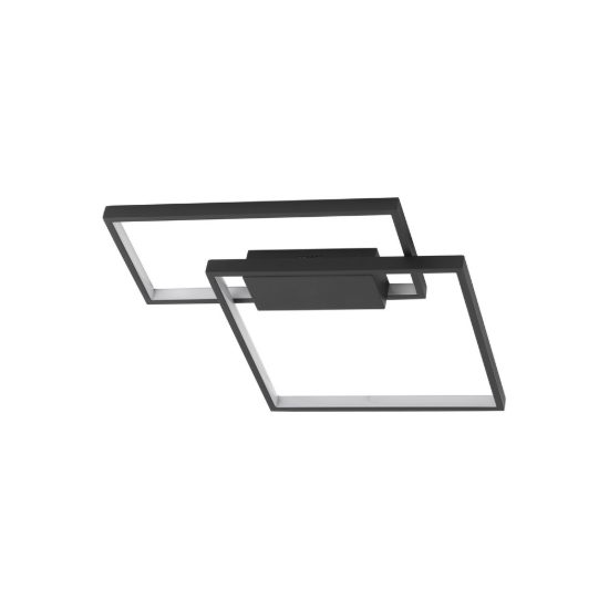 Plafoniera moderna quadrata nera led 30w 3000k dimmerabile 45cm