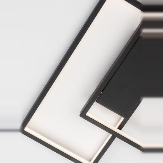 Plafoniera moderna quadrata nera led 30w 3000k dimmerabile 45cm