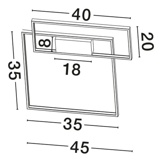Plafoniera moderna quadrata nera led 30w 3000k dimmerabile 45cm