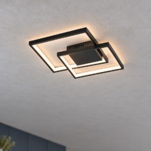 Plafoniera moderna quadrata nera led 30w 3000k 43cm dimmerabile