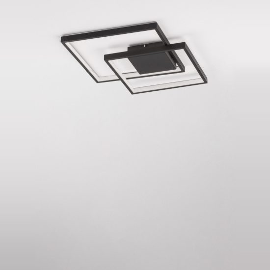 Plafoniera moderna quadrata nera led 30w 3000k 43cm dimmerabile