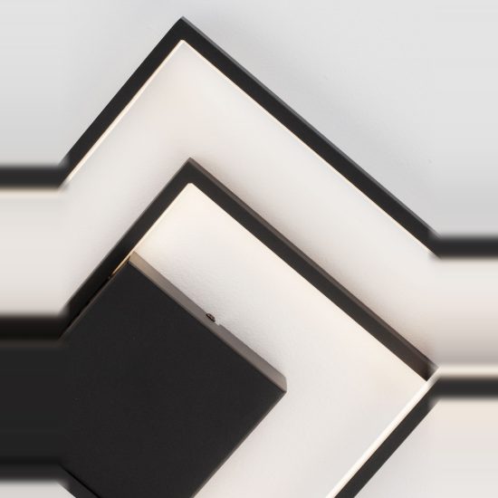 Plafoniera moderna quadrata nera led 30w 3000k 43cm dimmerabile