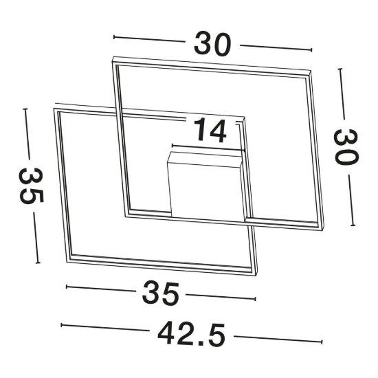 Plafoniera moderna quadrata nera led 30w 3000k 43cm dimmerabile