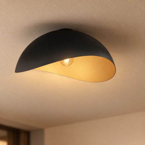 Plafonioera cupola 50cm nero oro semisfera moderna