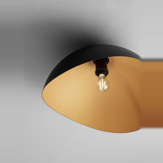 Plafonioera cupola 50cm nero oro semisfera moderna