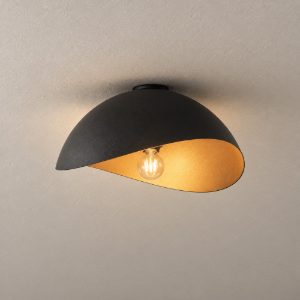 Plafoniera 40cm cupola ovale design moderna nero e oro per cucina