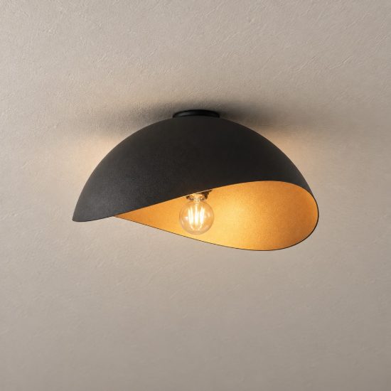Plafoniera 40cm cupola ovale design moderna nero e oro per cucina
