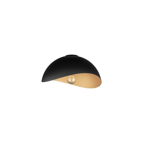 Plafoniera 30cm cupola ovale moderna nero e oro