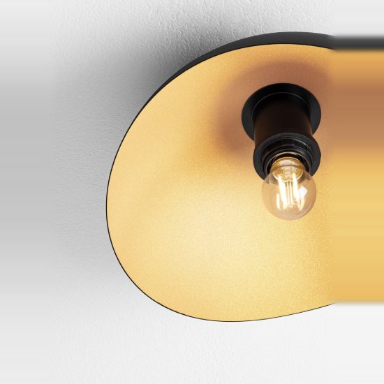 Plafoniera 30cm cupola ovale moderna nero e oro