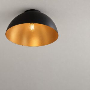 Plafoniera 50cm cupola da soffitto design moderna nero e oro