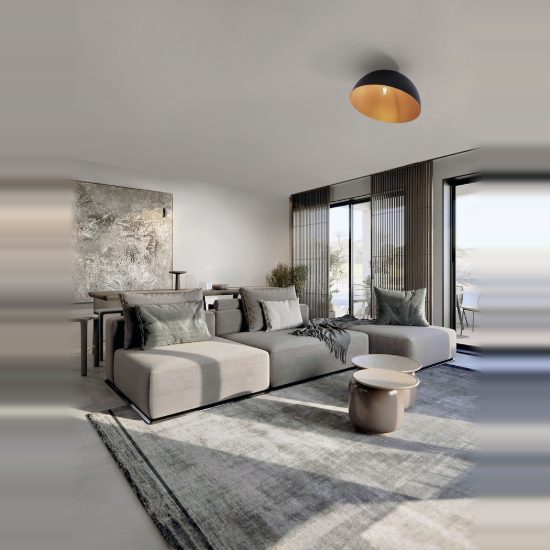 Plafoniera 50cm cupola da soffitto design moderna nero e oro