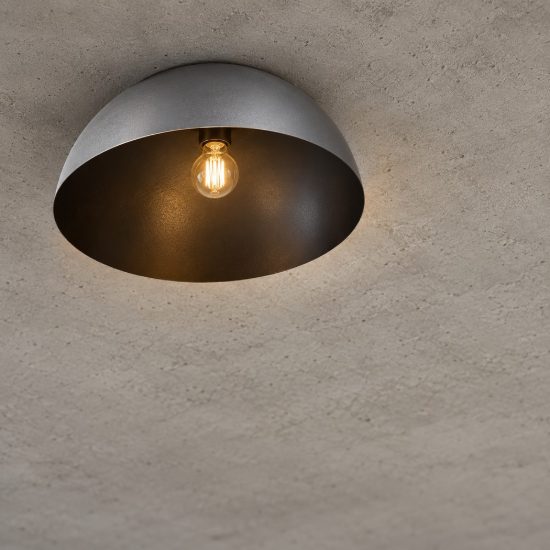 Plafoniera moderna cupola grigio scuro e nero 50cm