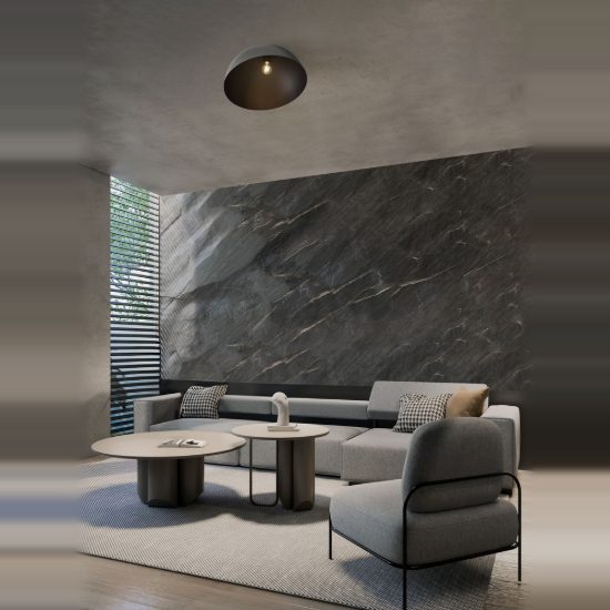 Plafoniera moderna cupola grigio scuro e nero 50cm