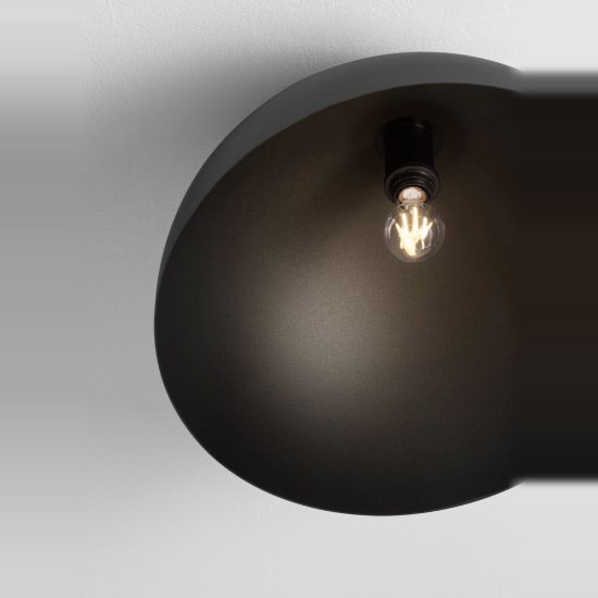 Plafoniera moderna cupola grigio scuro e nero 50cm