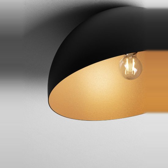 Plafoniera 40cm cupola moderna nero e oro