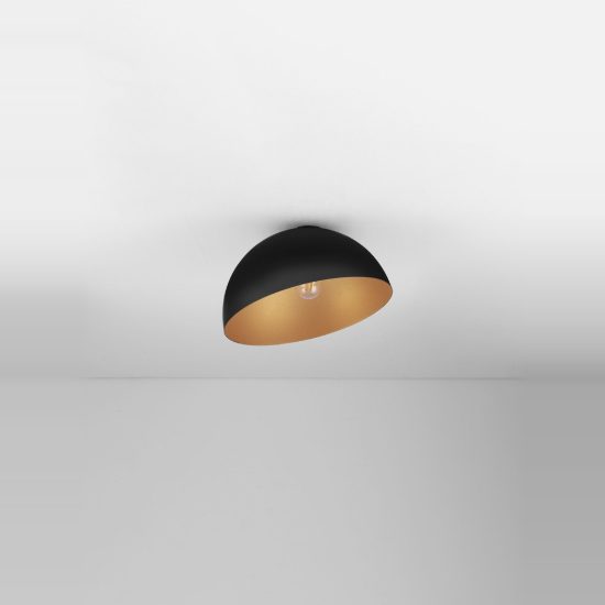 Plafoniera 40cm cupola moderna nero e oro