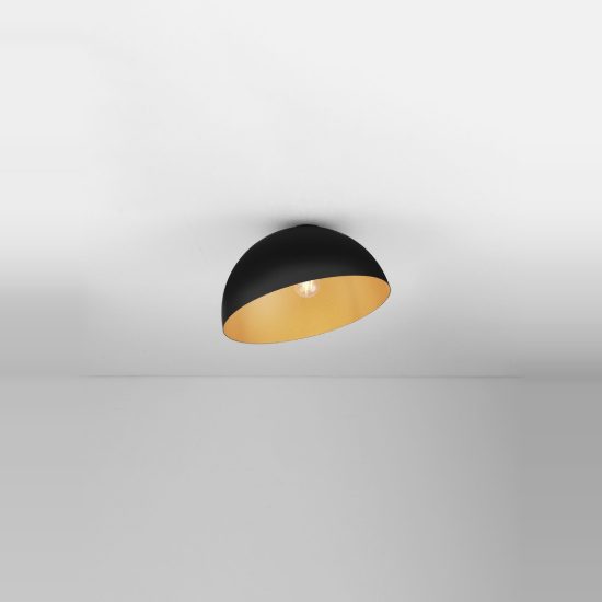 Plafoniera 40cm cupola moderna nero e oro