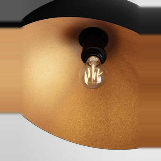 Plafoniera 40cm cupola moderna nero e oro