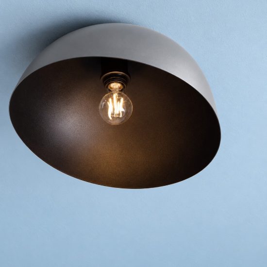 Plafoniera moderna cupola grigio scuro e nero 40cm