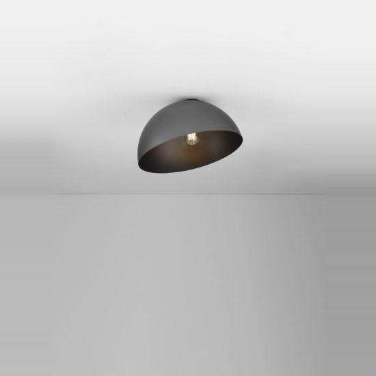 Plafoniera moderna cupola grigio scuro e nero 40cm