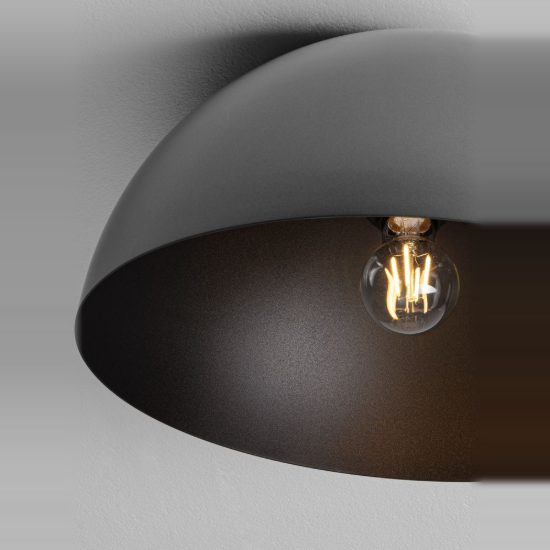 Plafoniera moderna cupola grigio scuro e nero 40cm